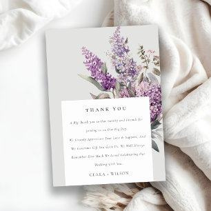 Tarjeta De Agradecimiento Acuarela Dusky Lilac Cottage Boda Floral