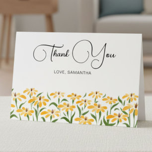 Tarjeta De Agradecimiento Acuarela Elegante Floral Susana de Ojos Negros Dor