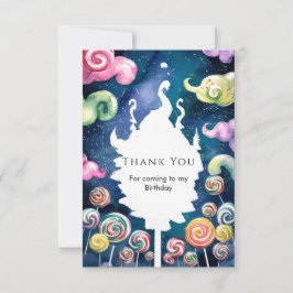 Tarjeta De Agradecimiento Acuarela encantada Candyland Cumpleaños