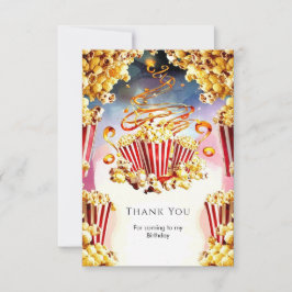 Tarjeta De Agradecimiento Acuarela encantada Popcorn Cumpleaños