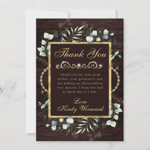 Tarjeta De Agradecimiento Acuarela Eucalipto y Verdor Quinceañera