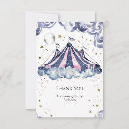 Tarjeta De Agradecimiento Acuarela Fiesta Circo Cumpleaños