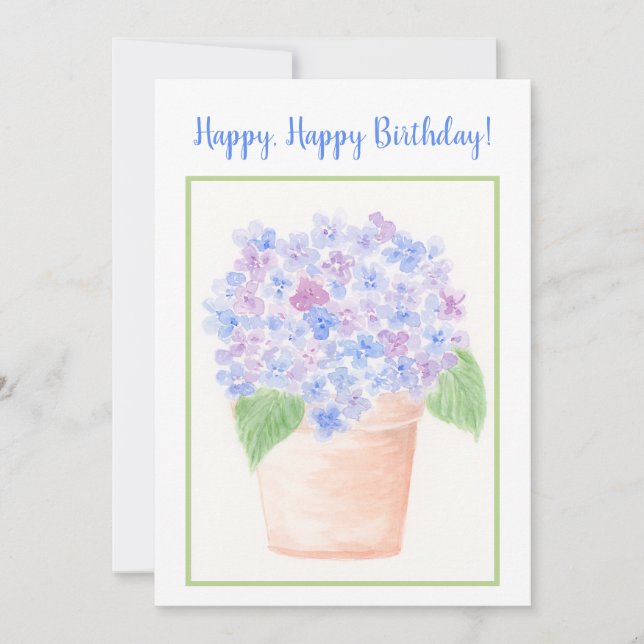 Tarjeta De Agradecimiento Acuarela floja pintada a mano Hydrangea Floral (Anverso)