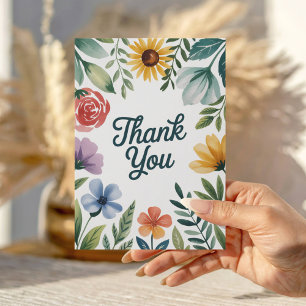 Tarjeta De Agradecimiento Acuarela Flor Silvestre
