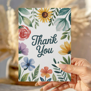 Tarjeta De Agradecimiento Acuarela Flor Silvestre