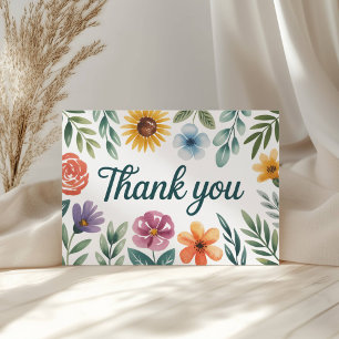 Tarjeta De Agradecimiento Acuarela Flor Silvestre 