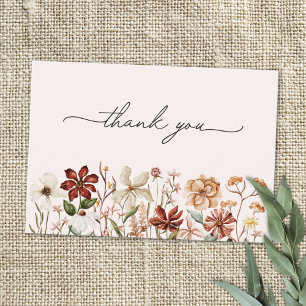 Tarjeta De Agradecimiento Acuarela Flor Silvestre Vintage