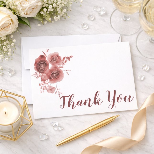 Tarjeta De Agradecimiento Acuarela floral burdeos (Subido por el creador)