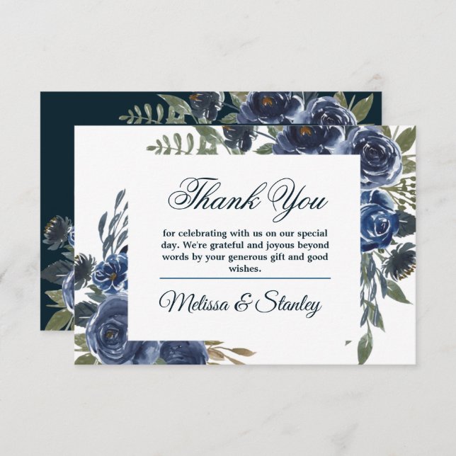 Tarjeta De Agradecimiento Acuarela Floral de Eucalipto Azul Verde Rústico (Anverso / Reverso)