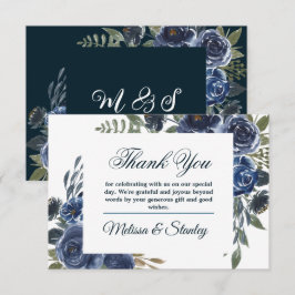 Tarjeta De Agradecimiento Acuarela Floral de Eucalipto Verde Azul Rústico