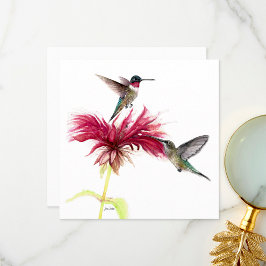 Tarjeta De Agradecimiento Acuarela Floral de Hummingbirds