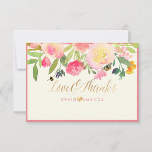 Tarjeta De Agradecimiento Acuarela floral de primavera de PixDezines Gracias