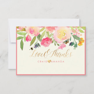 Tarjeta De Agradecimiento Acuarela floral de primavera de PixDezines Gracias