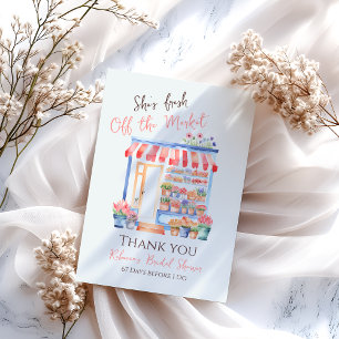 Tarjeta De Agradecimiento Acuarela Floral Desembarcado del Mercado Duche de 