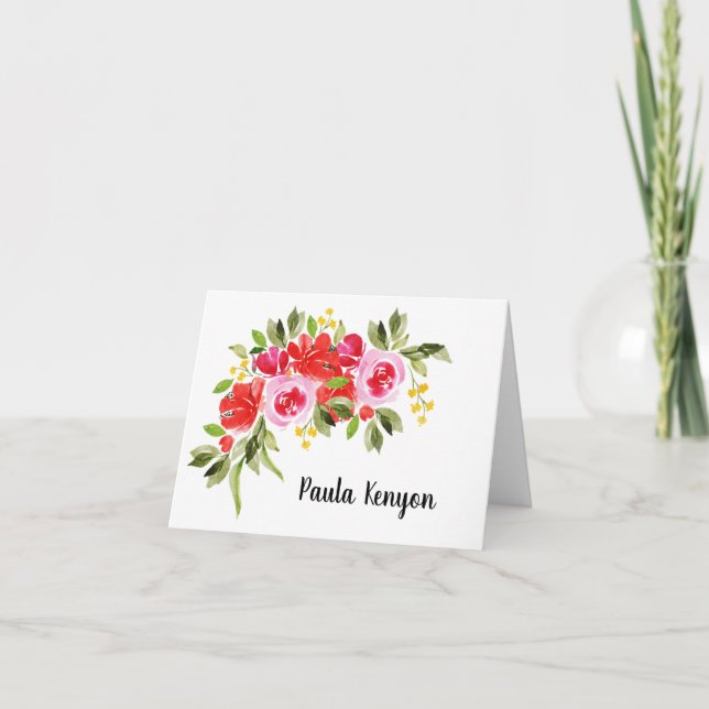 Tarjeta De Agradecimiento Acuarela floral doblada (Anverso)