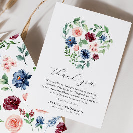 Tarjeta De Agradecimiento Acuarela Floral Heartpathy Funeral Memorial