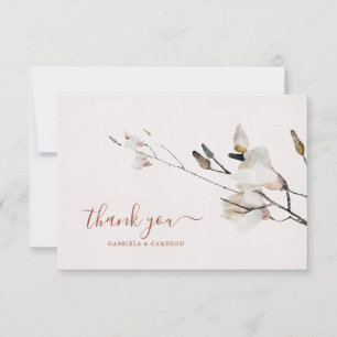 Tarjeta De Agradecimiento Acuarela floral Magnolia Terracotta