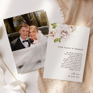Tarjeta De Agradecimiento Acuarela floral moderna marfil-crema Boda foto
