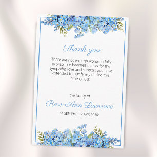 Tarjeta De Agradecimiento Acuarela Floral Nomeolvides Azul Funeral