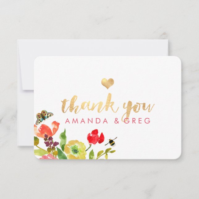Tarjeta De Agradecimiento Acuarela floral PixDezines/Ranunculus/Gracias (Anverso)