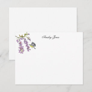 Tarjeta De Agradecimiento Acuarela floral plana de glicina púrpura