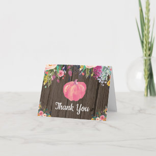 Tarjeta De Agradecimiento Acuarela Floral Rústica Calabaza de Otoño