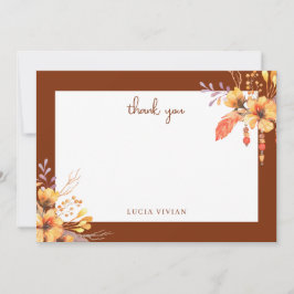 Tarjeta De Agradecimiento Acuarela Floral Silvestre Terracota Despedida de S