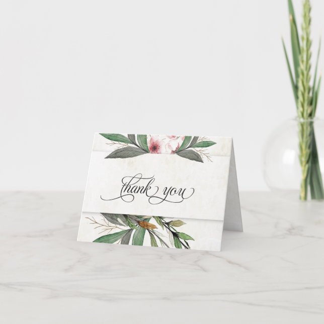 Tarjeta De Agradecimiento Acuarela Flores Botánicas Boda Gracias (Anverso)