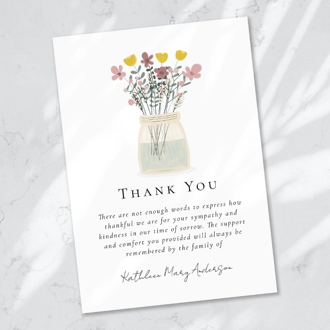 Tarjeta De Agradecimiento Acuarela Flores silvestres Simpatizantes Funeral (Subido por el creador)