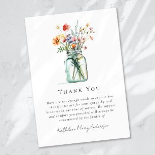 Tarjeta De Agradecimiento Acuarela Flores silvestres Simpatizantes Funeral