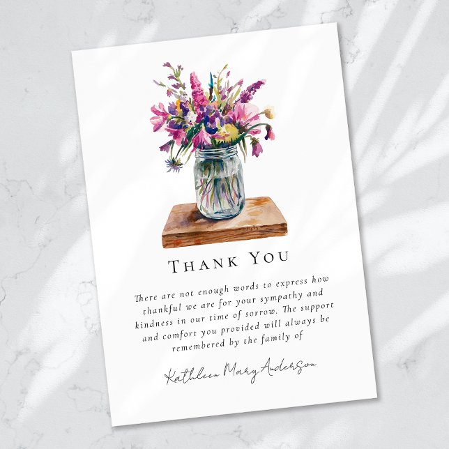 Tarjeta De Agradecimiento Acuarela Flores silvestres Simpatizantes Funeral (Subido por el creador)