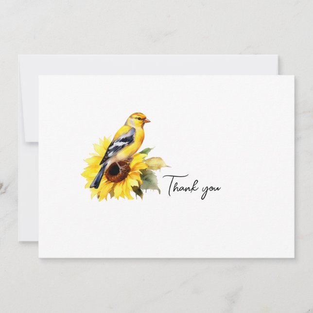 Tarjeta De Agradecimiento Acuarela Goldfinch Funeral Gracias (Anverso)