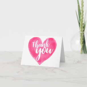 Tarjeta De Agradecimiento Acuarela Gracias Corazón Rosa Rojo Amor Boda