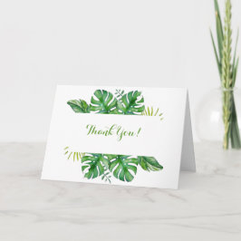 Tarjeta De Agradecimiento Acuarela Hojas de Monstera Verdes Tropicales Boda 