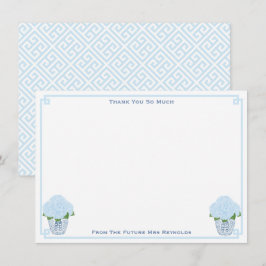 Tarjeta De Agradecimiento Acuarela Hortensias Algo Azul Despedida de Soltera