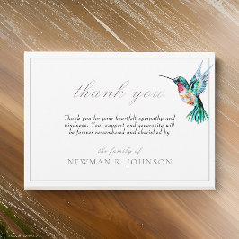 Tarjeta De Agradecimiento Acuarela Hummingbird Memorial