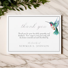 Tarjeta De Agradecimiento Acuarela Hummingbird Memorial