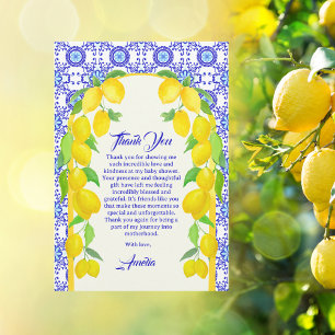 Tarjeta De Agradecimiento Acuarela Lemons Positano Amalfi Tile Design