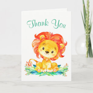 Tarjeta De Agradecimiento Acuarela León Gracias