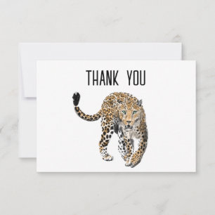 Tarjeta De Agradecimiento acuarela leopardo gato de la selva animal pintado