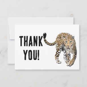 Tarjeta De Agradecimiento acuarela leopardo gato de la selva animal pintado