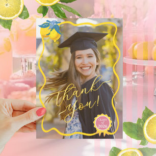Tarjeta De Agradecimiento Acuarela Limón Clase de Foto de Graduados Reciente