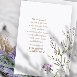 Tarjeta De Agradecimiento Acuarela Memorial Botánicos Florales Moda moderna