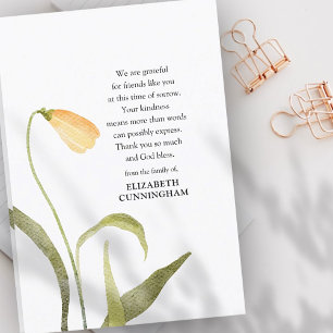 Tarjeta De Agradecimiento Acuarela Memorial Botánicos Florales Moda moderna