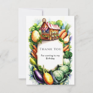 Tarjeta De Agradecimiento Acuarela Mercado de agricultores locales de cumple