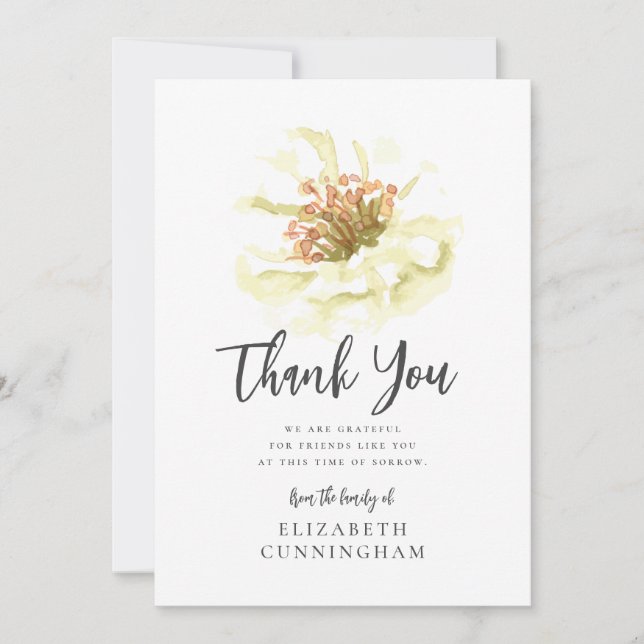 Tarjeta De Agradecimiento Acuarela moderna Floral Monumento Botánico (Anverso)