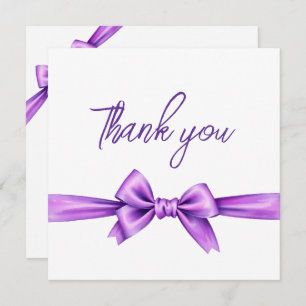 Tarjeta De Agradecimiento Acuarela Morado Bow Coquette Sweet 16 Cumpleaños