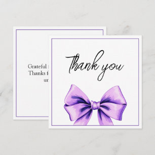 Tarjeta De Agradecimiento Acuarela Morado Bow Dulce 16 Cumpleaños