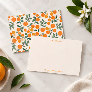 Tarjeta De Agradecimiento Acuarela Naranja Chic Verano Personalizado