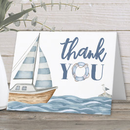 Tarjeta De Agradecimiento Acuarela Náutica Costera Oceánica